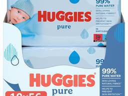 Huggies Pure Baby Wipes - 10 x Packs of 56 (560 Wipes)